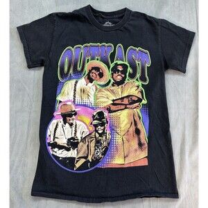 Outkast Black Crewneck Tshirt Tee Pullover Graphic Short Sleeve Mens Small HOLE